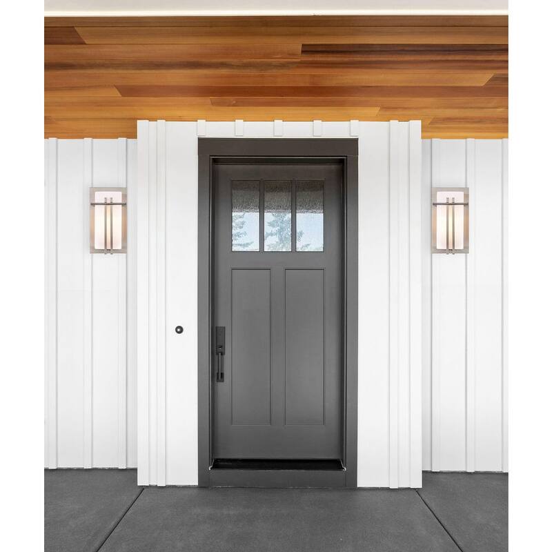 Lámpara de pared exterior moderna de acero Doheny de Bel Air Lighting con 1 luz y pantalla de acrílico opalino - 40280 ST.