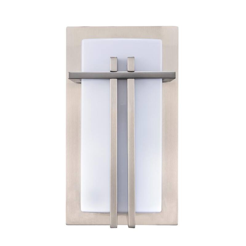 Lámpara de pared exterior moderna de acero Doheny de Bel Air Lighting con 1 luz y pantalla de acrílico opalino - 40280 ST.
