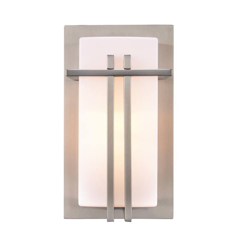 Lámpara de pared exterior moderna de acero Doheny de Bel Air Lighting con 1 luz y pantalla de acrílico opalino - 40280 ST.