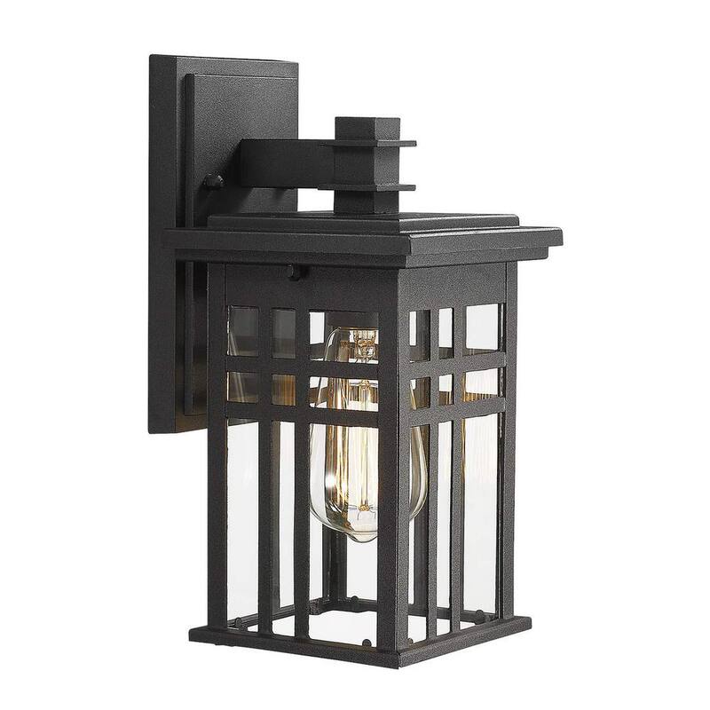 Lámpara de pared negra para exteriores JAZAVA 16.4 in. con cableado fijo y sin focos incluidos para casa en el patio - HD20068B-L BK