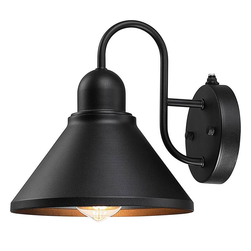 Lámpara de pared exterior negra TRUE FINE 8 en 1 con sensor de luz al anochecer y al amanecer, juego de 2 luces de granero - 130022-2PK