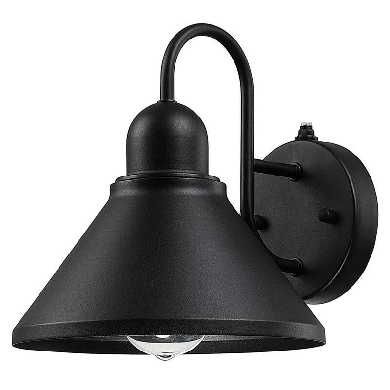 Lámpara de pared exterior negra TRUE FINE 8 en 1 con sensor de luz al anochecer y al amanecer, juego de 2 luces de granero - 130022-2PK
