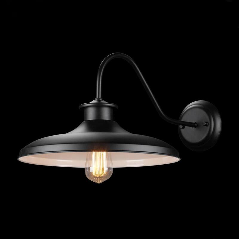 Globe Electric Hawke Aplique de Pared de 1 Luz para Interior/Exterior en Negro Mate Estilo Granero - 44540