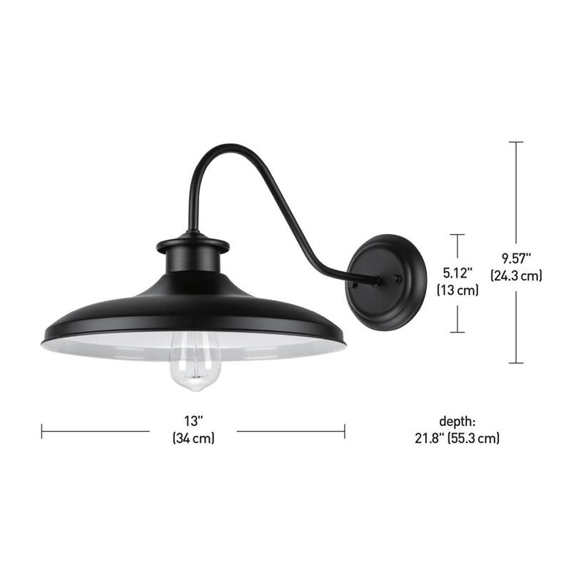 Globe Electric Hawke Aplique de Pared de 1 Luz para Interior/Exterior en Negro Mate Estilo Granero - 44540