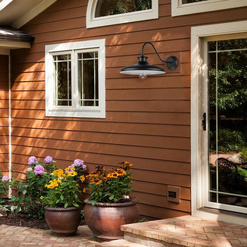Globe Electric Hawke Aplique de Pared de 1 Luz para Interior/Exterior en Negro Mate Estilo Granero - 44540