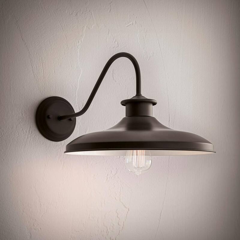 Globe Electric Hawke Aplique de Pared de 1 Luz para Interior/Exterior en Negro Mate Estilo Granero - 44540