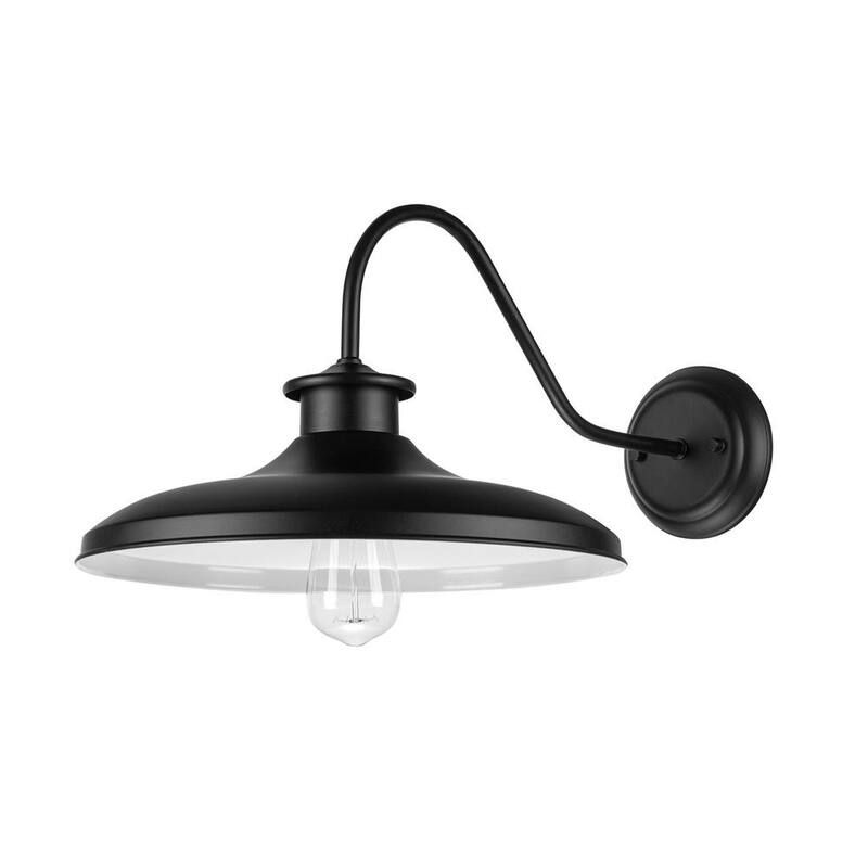Globe Electric Hawke Aplique de Pared de 1 Luz para Interior/Exterior en Negro Mate Estilo Granero - 44540