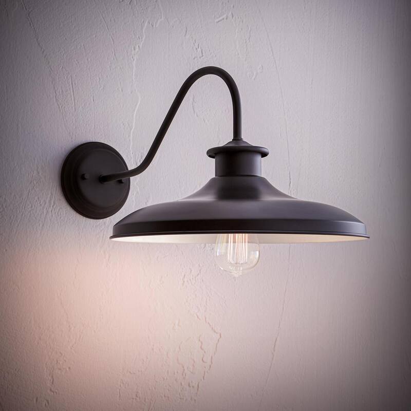 Globe Electric Hawke Aplique de Pared de 1 Luz para Interior/Exterior en Negro Mate Estilo Granero - 44540