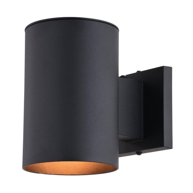 VAXCEL Chiasso Cilindro de Aluminio 1 Luz Exterior Negro con sensor de anochecer al amanecer - Linterna de Pared Dark Sky Compliant - T0739