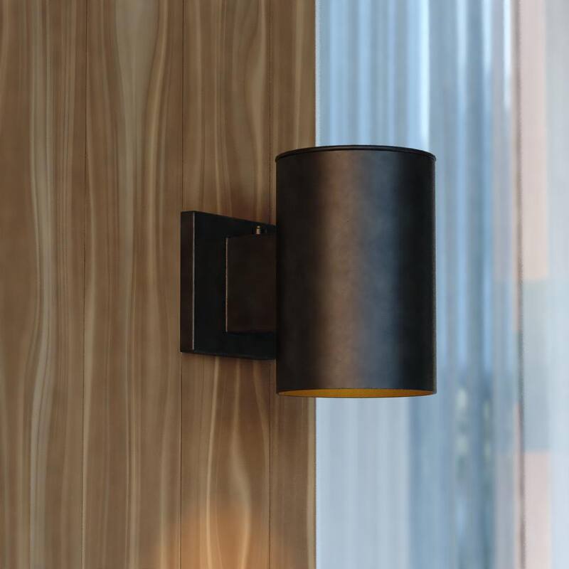 VAXCEL Chiasso Cilindro de Aluminio 1 Luz Exterior Negro con sensor de anochecer al amanecer - Linterna de Pared Dark Sky Compliant - T0739