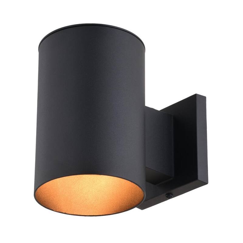 VAXCEL Chiasso Cilindro de Aluminio 1 Luz Exterior Negro con sensor de anochecer al amanecer - Linterna de Pared Dark Sky Compliant - T0739