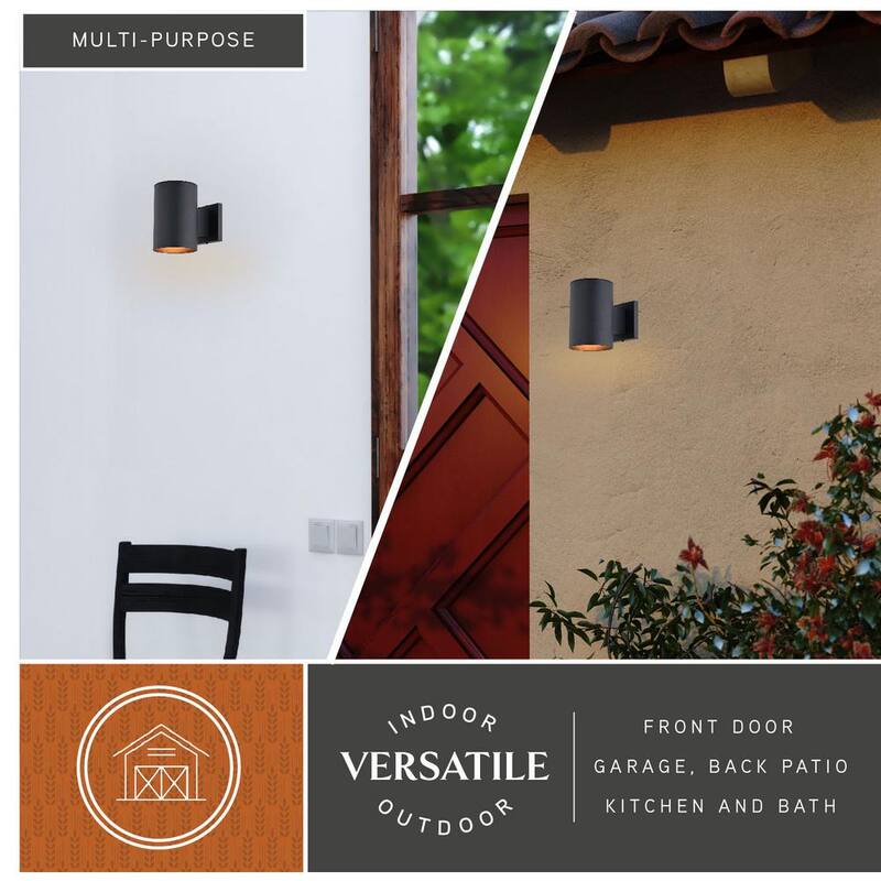 VAXCEL Chiasso Cilindro de Aluminio 1 Luz Exterior Negro con sensor de anochecer al amanecer - Linterna de Pared Dark Sky Compliant - T0739