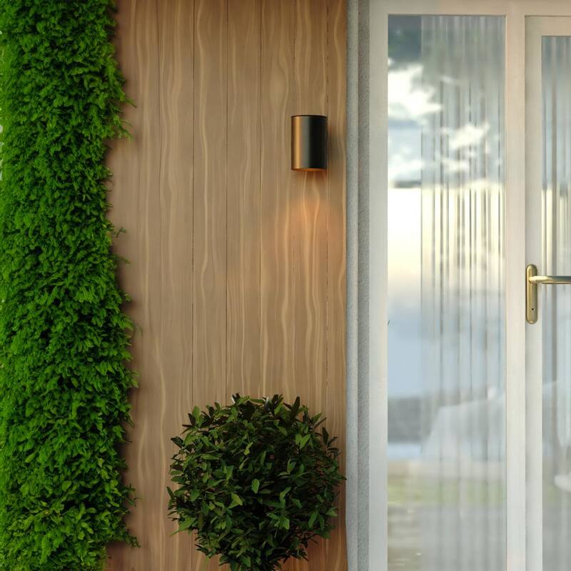 VAXCEL Chiasso Cilindro de Aluminio 1 Luz Exterior Negro con sensor de anochecer al amanecer - Linterna de Pared Dark Sky Compliant - T0739