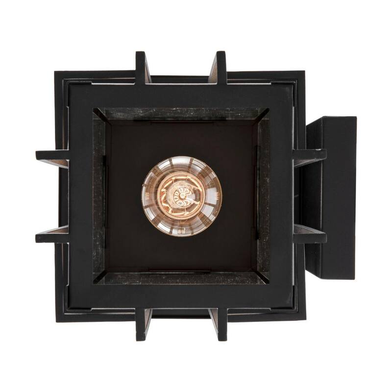 Hampton Bay Glenfield Lámpara de Pared Exterior Pequeña de 12 pulgadas con 1 luz en negro y cristal moldeado - C7570