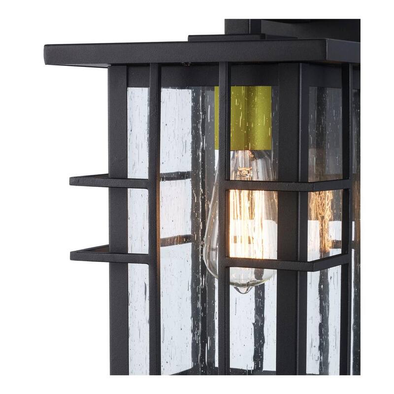 Hampton Bay Glenfield Lámpara de Pared Exterior Pequeña de 12 pulgadas con 1 luz en negro y cristal moldeado - C7570