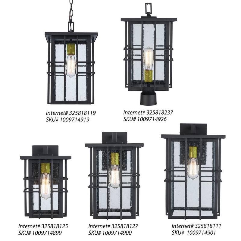 Hampton Bay Glenfield Lámpara de Pared Exterior Pequeña de 12 pulgadas con 1 luz en negro y cristal moldeado - C7570