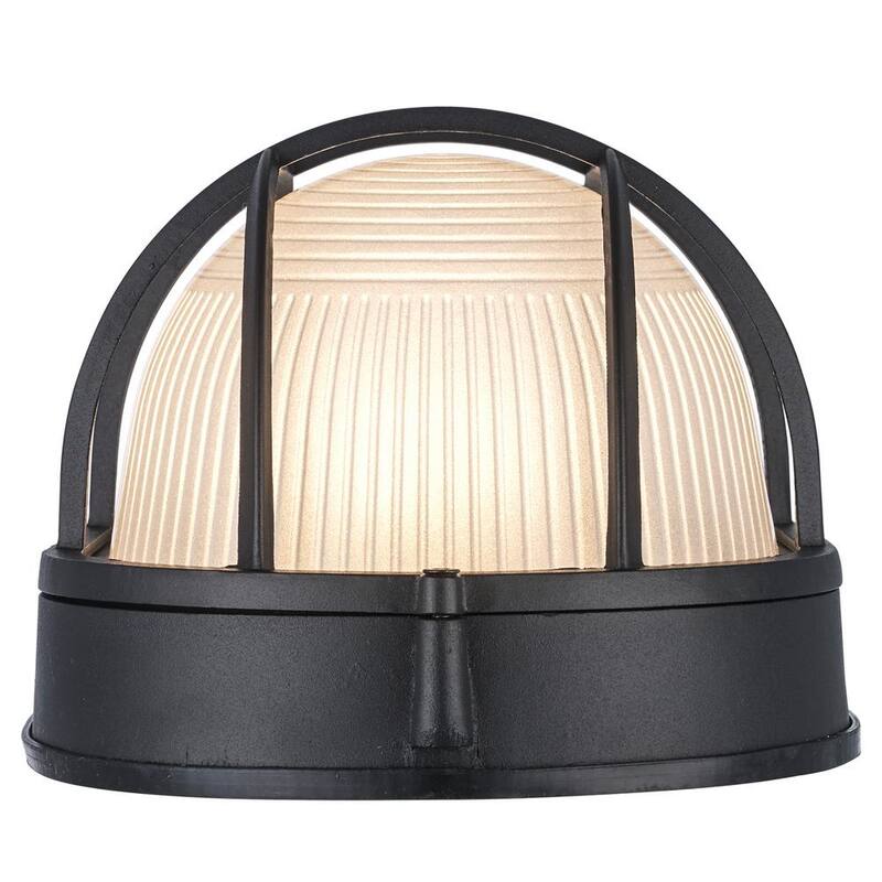 Bel Air Lighting Aria 11 pulgadas 1 luz Negro Oval Bulkhead Montaje de luz de pared exterior con cristal acanalado - 41015 BK