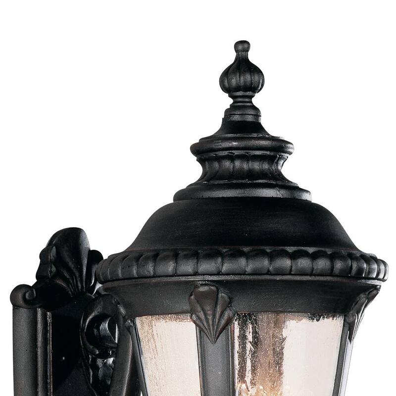 Lámpara de pared para exteriores Bel Air Lighting Commons de 4 luces en negro con vidrio sembrado - 5042 BK