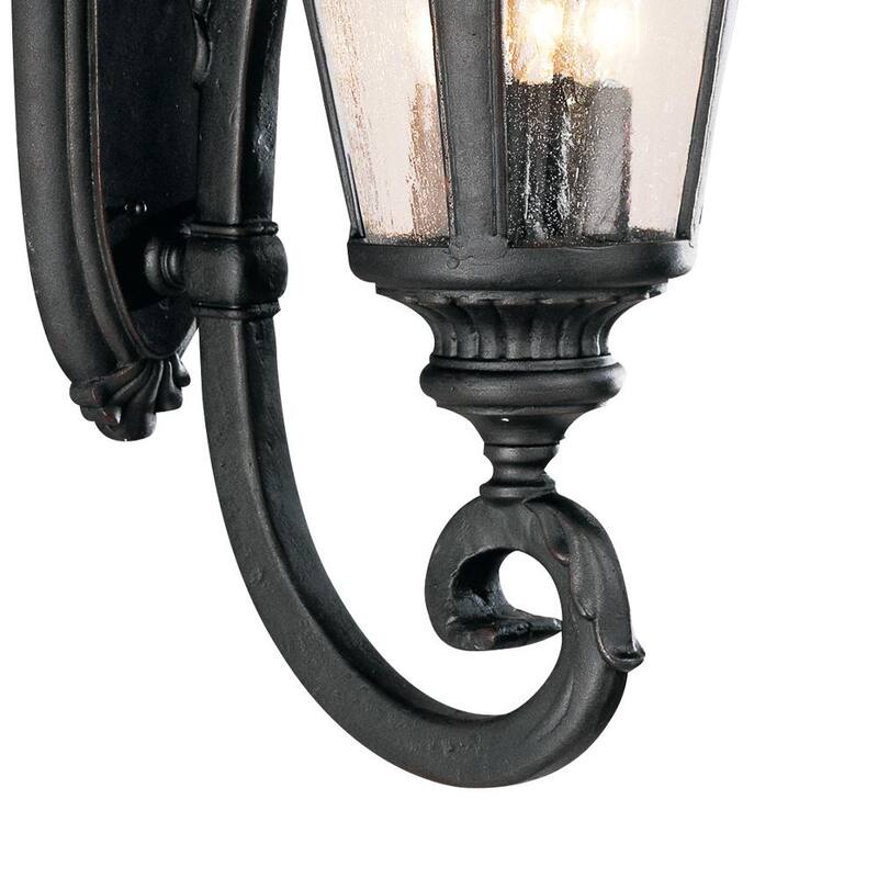 Lámpara de pared para exteriores Bel Air Lighting Commons de 4 luces en negro con vidrio sembrado - 5042 BK