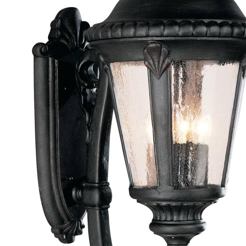 Lámpara de pared para exteriores Bel Air Lighting Commons de 4 luces en negro con vidrio sembrado - 5042 BK