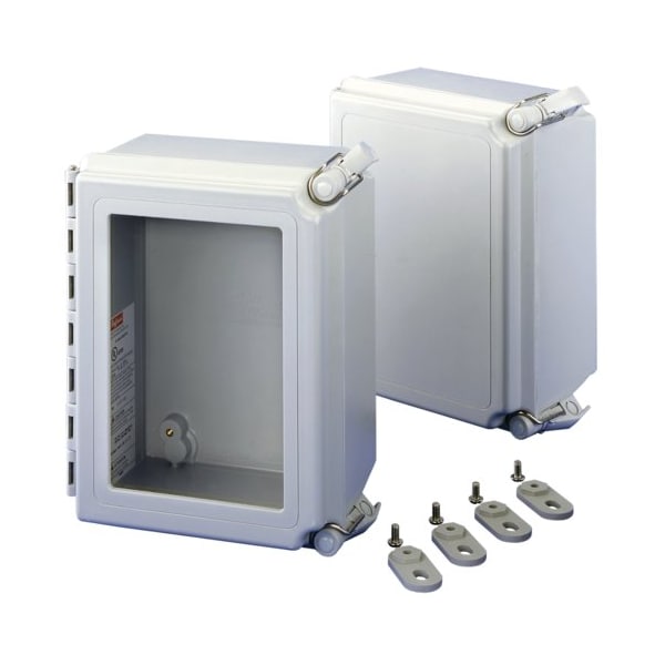 Nvent Hoffman Fiberglass Electrical Enclosures, 12 in H, 6 in D, 10 in W, NEMA 4X, Hinged - A12106CHSCFG