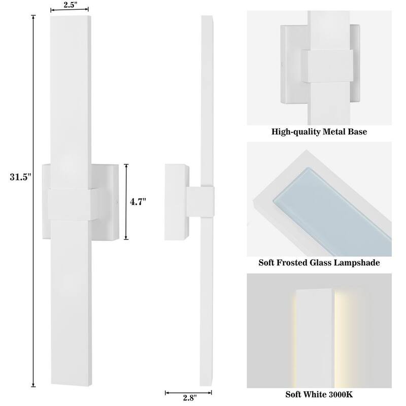 Aplique la Luz de Pared Exterior LED LamQee 1-Light Blanca con Cableado Duro - 06FTL0276CWT