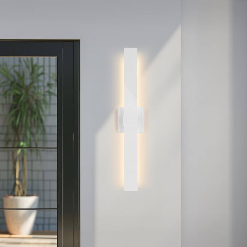 Aplique la Luz de Pared Exterior LED LamQee 1-Light Blanca con Cableado Duro - 06FTL0276CWT