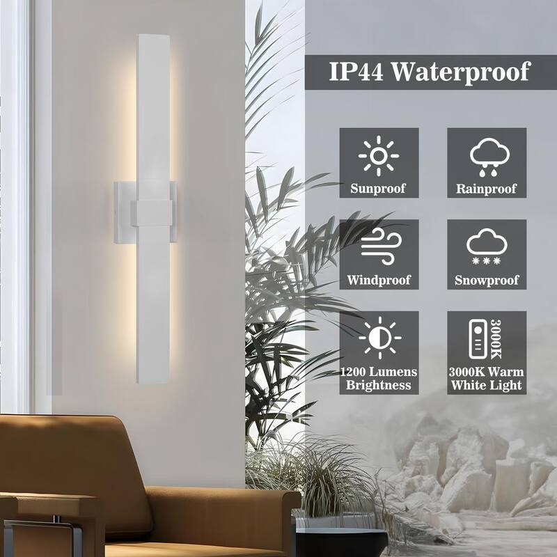 Aplique la Luz de Pared Exterior LED LamQee 1-Light Blanca con Cableado Duro - 06FTL0276CWT