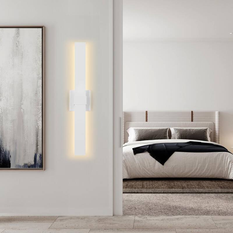 Aplique la Luz de Pared Exterior LED LamQee 1-Light Blanca con Cableado Duro - 06FTL0276CWT