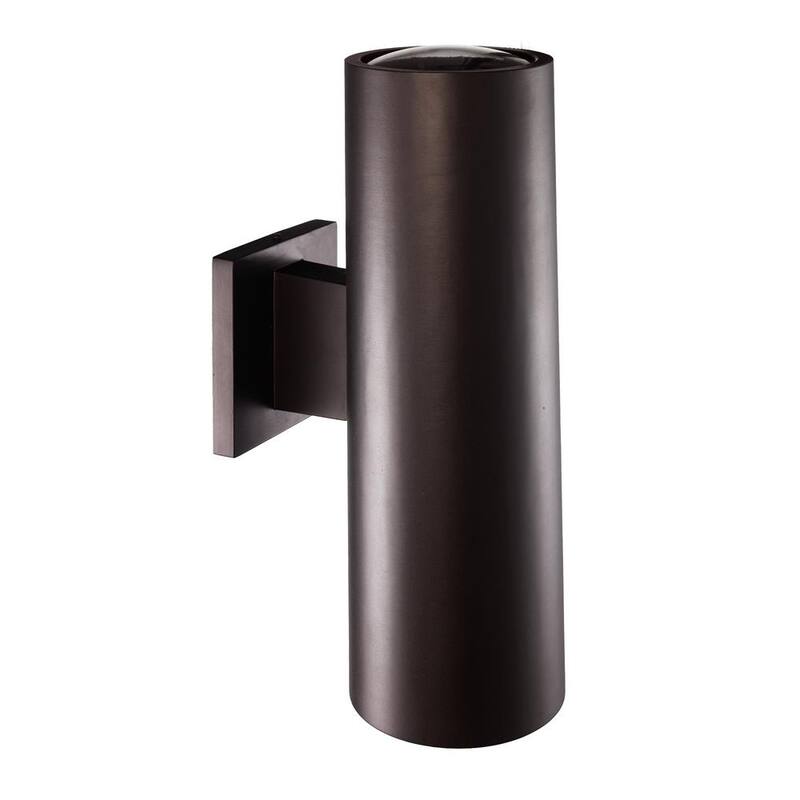 Lámpara de pared exterior grande de bronce con 2 luces y cilindro de vidrio transparente - Bel Air Lighting Cali 51310 BZ