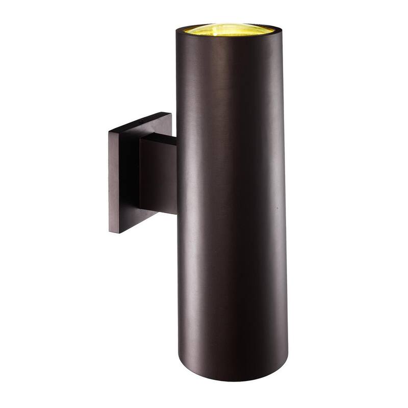 Lámpara de pared exterior grande de bronce con 2 luces y cilindro de vidrio transparente - Bel Air Lighting Cali 51310 BZ