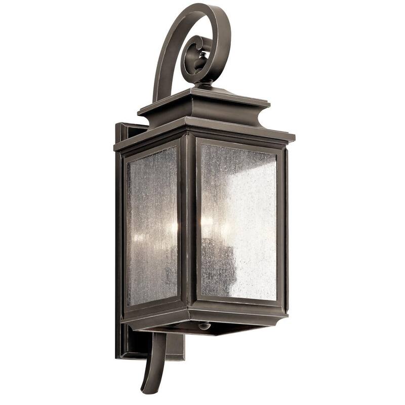 KICHLER Wiscombe Park 3-Luz Antorcha de Pared al Aire Libre de Bronce Antiguo con Cableado Duro Sin Bombillas Incluidas (Paquete de 1) - 49502OZ