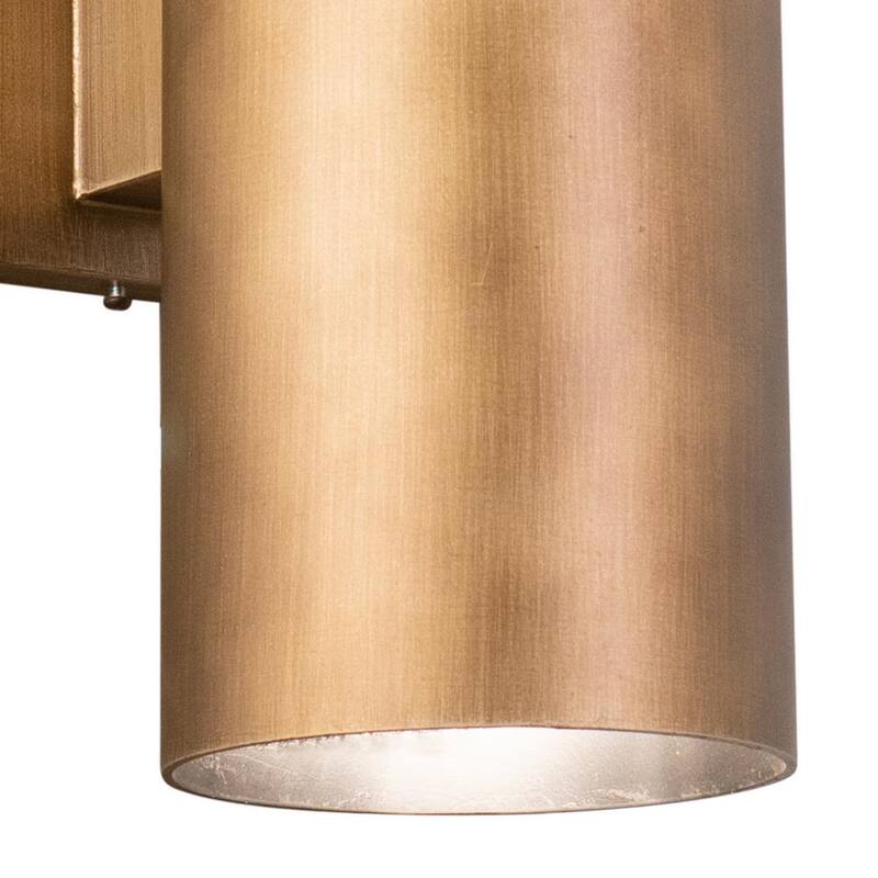 NORTH AVENUE Seville 14.25 pulg. H Lámpara de Pared de Cilindro de Latón Cálido al Aire Libre Estilo Mid Century Moderno de 2 Luces para Exterior, Iluminación Arriba-Abajo - NA0113