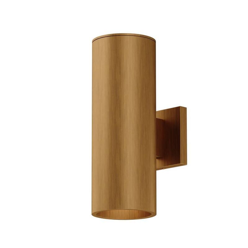 NORTH AVENUE Seville 14.25 pulg. H Lámpara de Pared de Cilindro de Latón Cálido al Aire Libre Estilo Mid Century Moderno de 2 Luces para Exterior, Iluminación Arriba-Abajo - NA0113