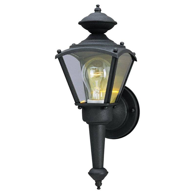 Luz de pared exterior estilo lámpara de carruaje de acero negro mate Westinghouse de 1 luz con paneles de vidrio transparente - 6698300