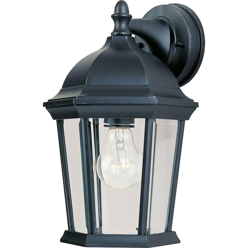 Lámpara de pared para exteriores de una luz, color negro, de la línea Maxim Lighting Builder Cast - 1024BK.