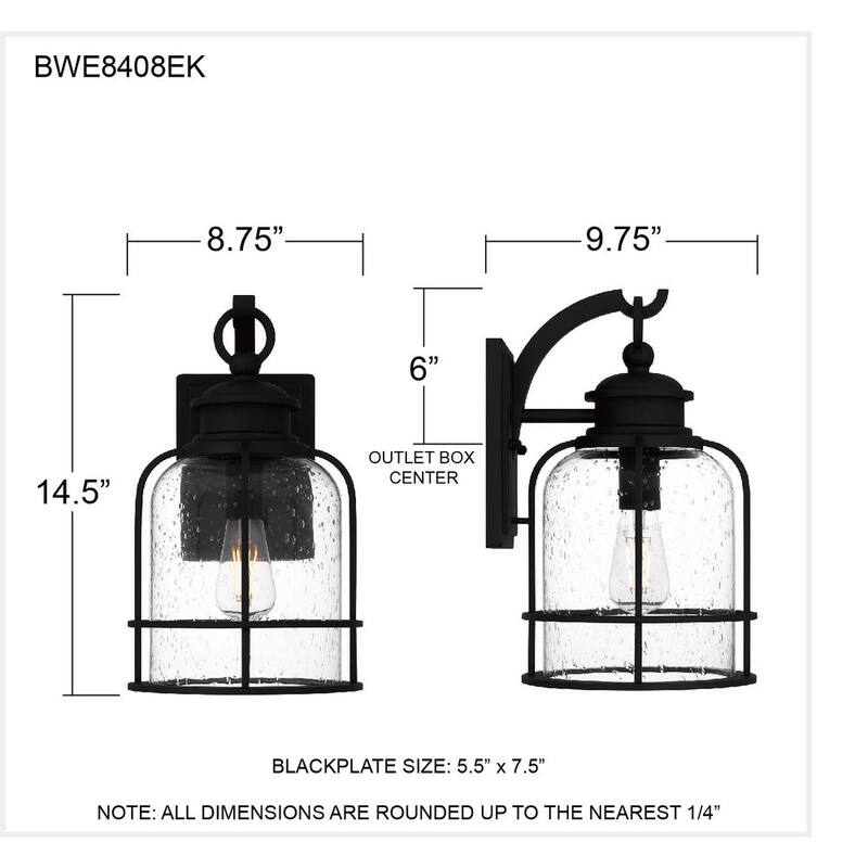 Luminaria de pared empotrada para exteriores Quoizel Bowles de 14.5 pulgadas en color negro tierra - BWE8408EK