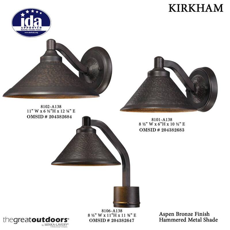 Los grandes espacios al aire libre de Minka Lavery Kirkham 1-Light Aspen Bronze Linterna de pared integrada para exteriores - 8101-A138-L