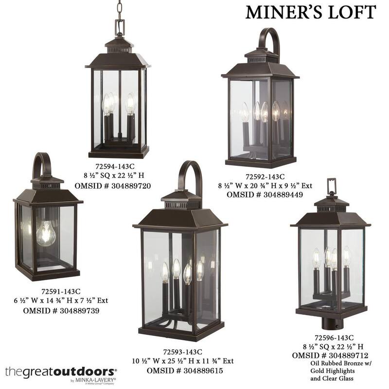La Gran Outdoors Loft del Minero 4-Luz Aceite Frotado de Bronce con Destellos de Oro Linterna de Pared Exterior Aplique - 72593-143C