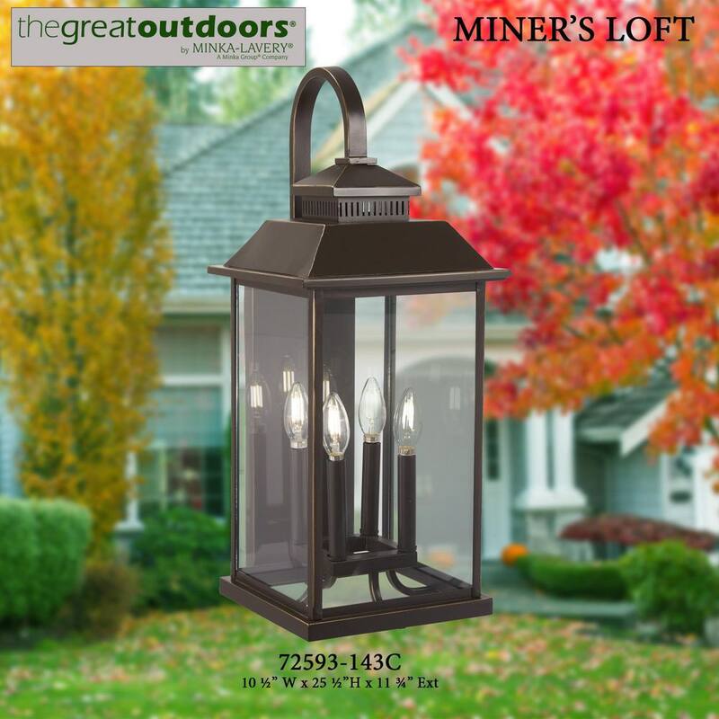 La Gran Outdoors Loft del Minero 4-Luz Aceite Frotado de Bronce con Destellos de Oro Linterna de Pared Exterior Aplique - 72593-143C