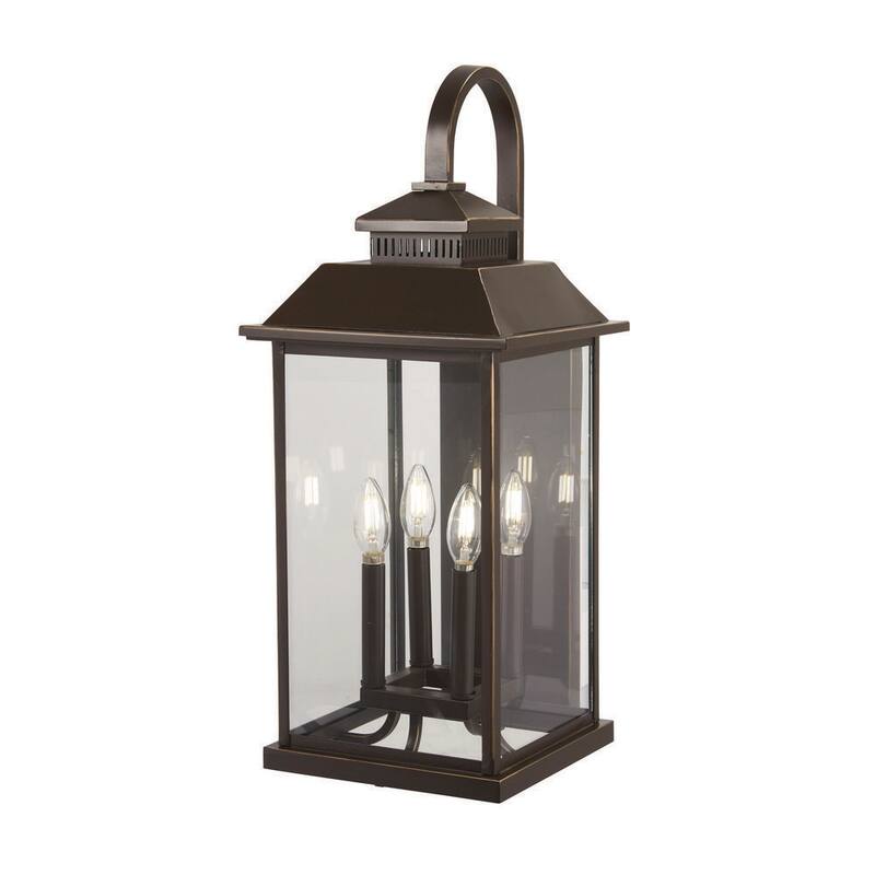 La Gran Outdoors Loft del Minero 4-Luz Aceite Frotado de Bronce con Destellos de Oro Linterna de Pared Exterior Aplique - 72593-143C