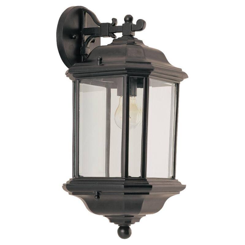 Iluminación de generación Kent 1 luz exterior negra 19.25 pulgadas. Aplique de linterna de pared - 84032-12