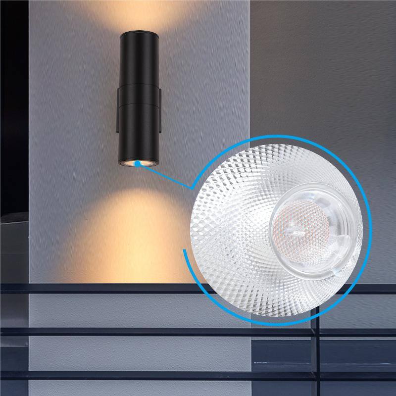 HKMGT Aluminio 12 vatios equivalente LED integrado luz de aplique de pared cilíndrico negro para interior/exterior, paquete de pared 2700K (2 piezas) - BD01C01xy2P