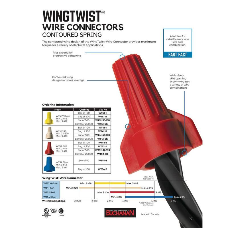 Conectores de alambre rojo IDEAL WingTwist (paquete de 500) - WT52-500B