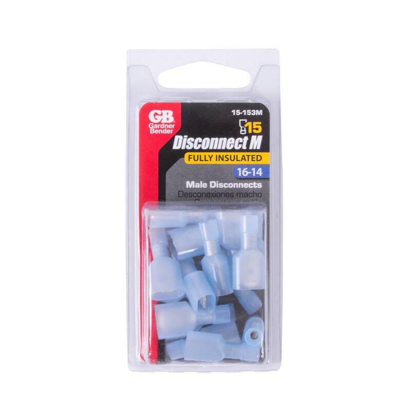 Gardner Bender 1/4 pulg. Conectores de cables totalmente aislados en azul (paquete de 15) - 15-153M