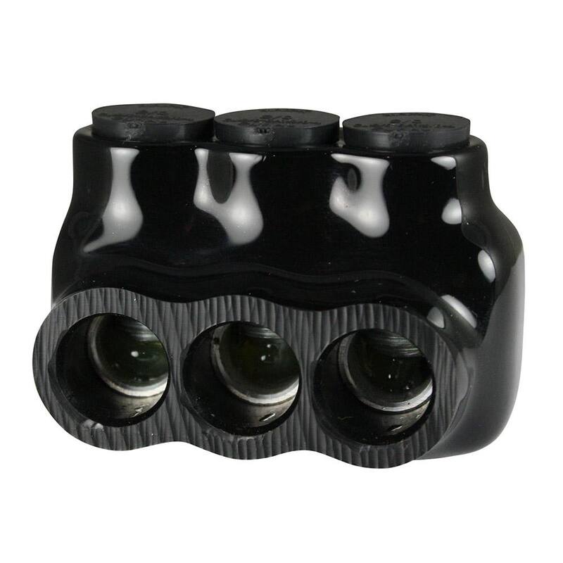 ASI 6 - Conector de empalme múltiple de 3 puertos de 2/0 AWG, entrada aislada de un solo lado, negro - AICS2-0-3