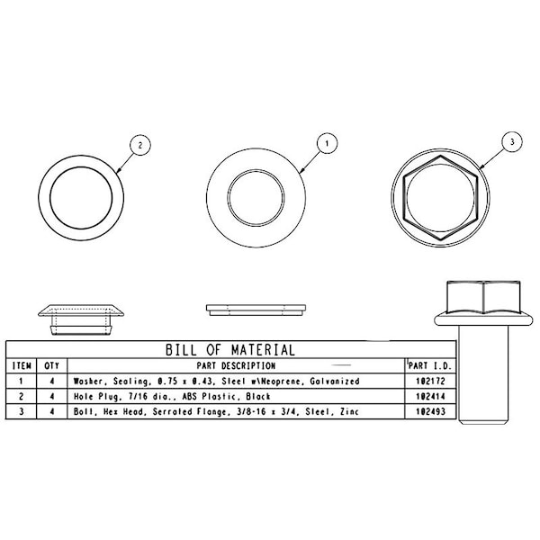 Saginaw Control & Engineering Bolt Pack, 2 in. H x 2 in. W x 2 in. L, 4 PK - SCE-101974