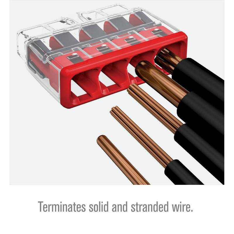 Conector de cableado de empuje de 4 puertos de la serie WAGO 2773 para cajas de empalme, conector eléctrico con cubierta roja, (Paquete de 100) - 27730404K00-007