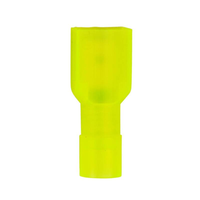 Gardner Bender 12 -10 AWG 0.25 in. Terminal Macho de Desconexión Totalmente Aislado, Amarillo (Paquete de 10) - 15-155M