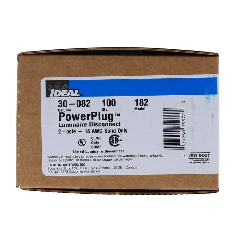 IDEAL 182 Modelo de Desconexión de Luminaria de 2 Polos PowerPlug (100 por caja) - 30-082